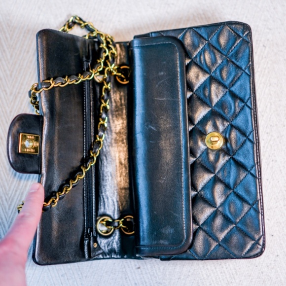 Chanel 1994 Lambskin Small Double Flap in black with 24k gold hardware! - Picture 9 of 14